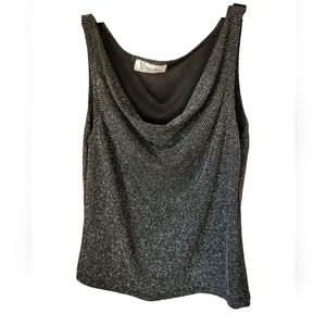Beautiful Black Top with Silver Sparkle Dress Up or Night Out! SzM
